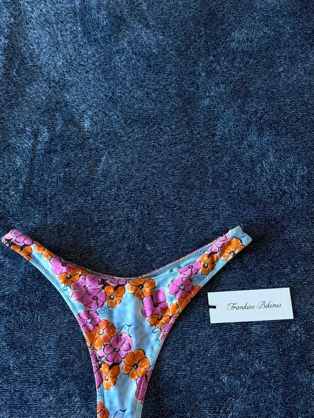 NWT Frankies Bikinis Full Moon Floral Micro Bikini Bottom in Color Me👙🩵🩷🧡🌸